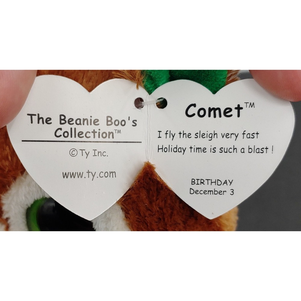 Ty Beanie Boo Comet The Reindeer 6" Plush Solid Eyes Purple Tag NWT Stuffed Toy - Picture 5 of 5
